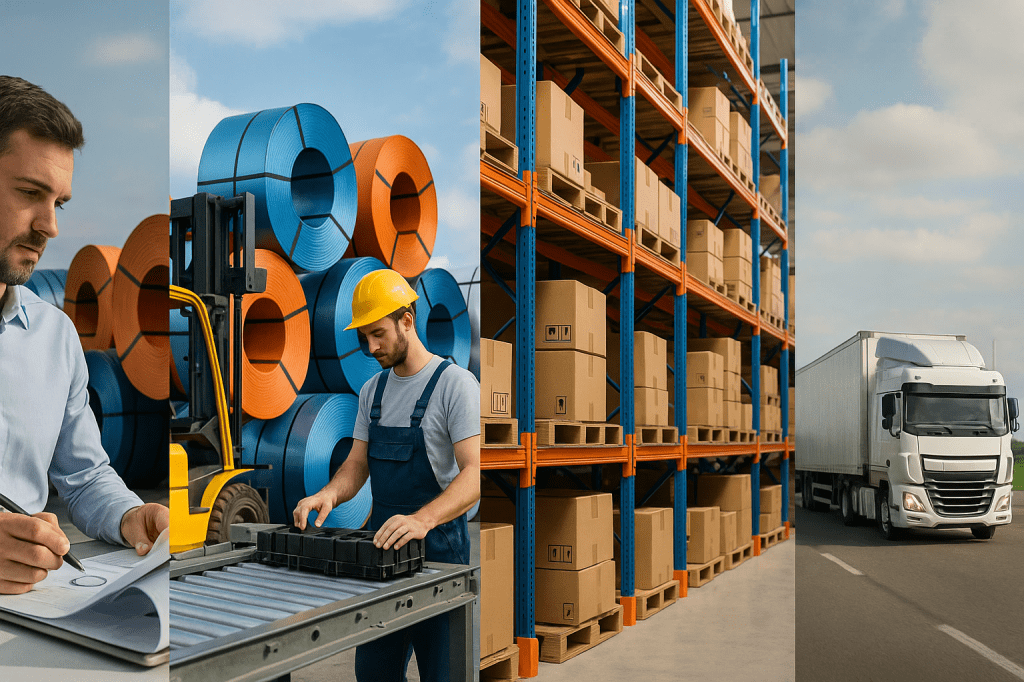 Una cadena de suministro se divide típicamente en fases, las cuales puedes variar según el producto, la industria o el país, pero en términos generale
Planificación
Abastecimiento/Suministro
Producción o fabricación 
Almacenaje y gestión de inventarios
Distribución y transporte
Atención al cliente y logística inversa
Control y optimización 