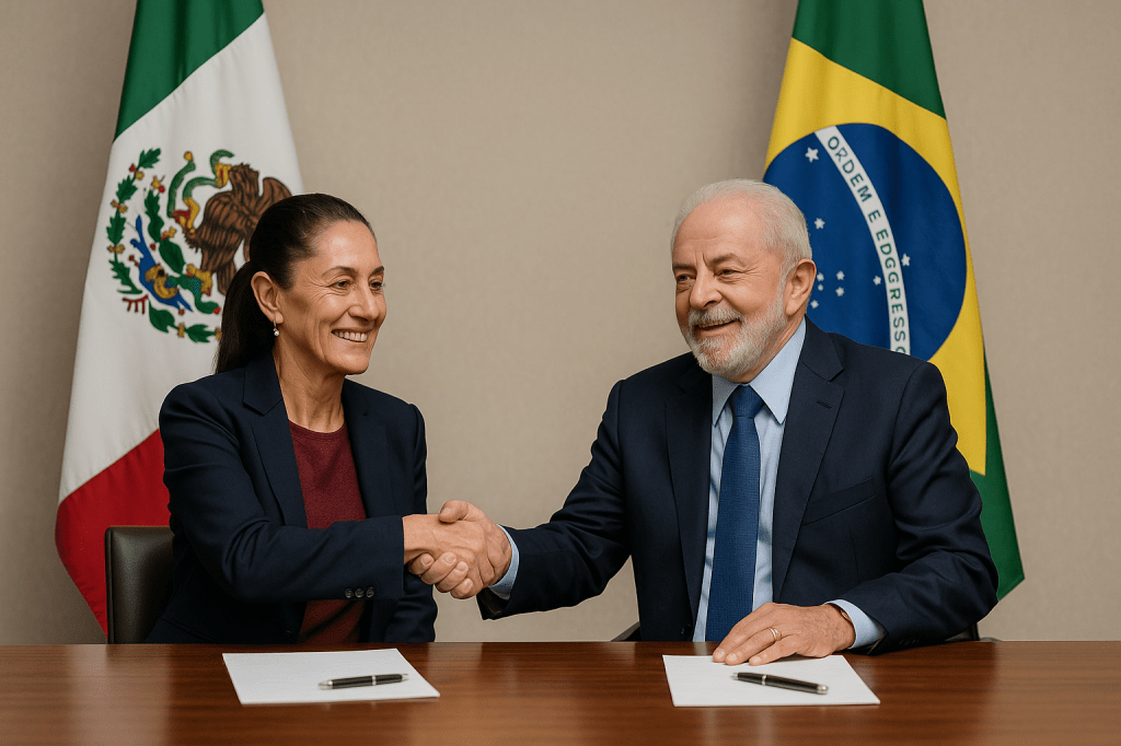 México y Brasil —las dos mayores economías de América Latina— han comenzado a construir una nueva alianza comercial, estratégica y oportuna. Este acercamiento no es circunstancial: responde tanto a presiones externas, como a una visión compartida de fortalecer los vínculos económicos dentro de la región, modernizar sus acuerdos y diversificar sus rutas de exportación.