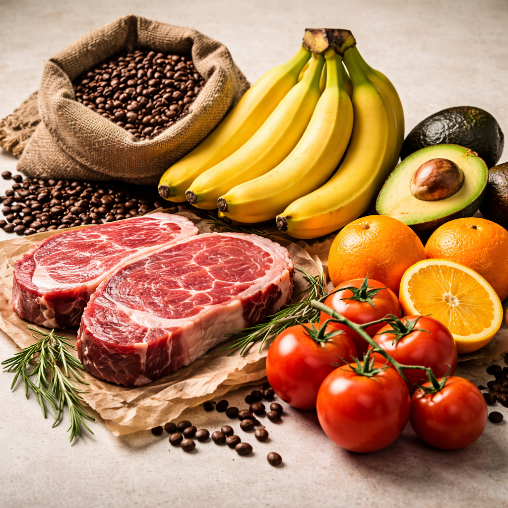 ¿Qué productos quedaron exentos de aranceles?
Café, cacao y derivados
Plátanos/bananas
Carne de res y ciertos productos cárnicos
Tomates
Aguacate/palta
Naranjas y otros cítricos (Incluyendo jugos en algunos casos)
Piña, coco y frutas tropicales
Té (negro y verde)
Especias como canela y nuez moscada